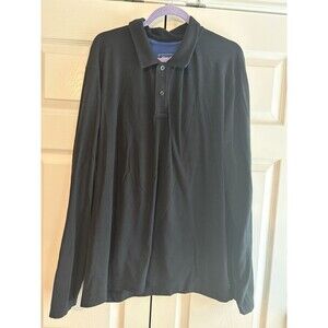 Eddie Bauer 2XL Black Long Sleeve Polo Shirt Active Fit FREEDRY Cotton Blend